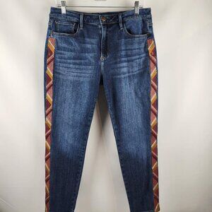 Driftwood Jeans Womens 31x28 Jackie High Rise Skinny Embroidered Stripe Aztec